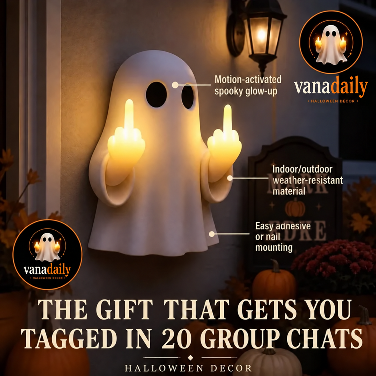 Ghost LED wall light Halloween features