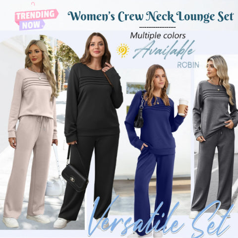 🔥 60% OFF ✨ Women’s Casual Crew-Neck Top & Drawstring Pants Set – Relaxed UK Style