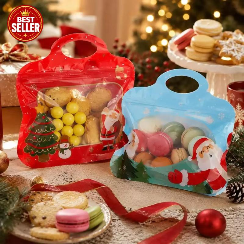 🎄 50% OFF ✨ Festive Self-Seal Treat Bags – Santa & Snowman Print