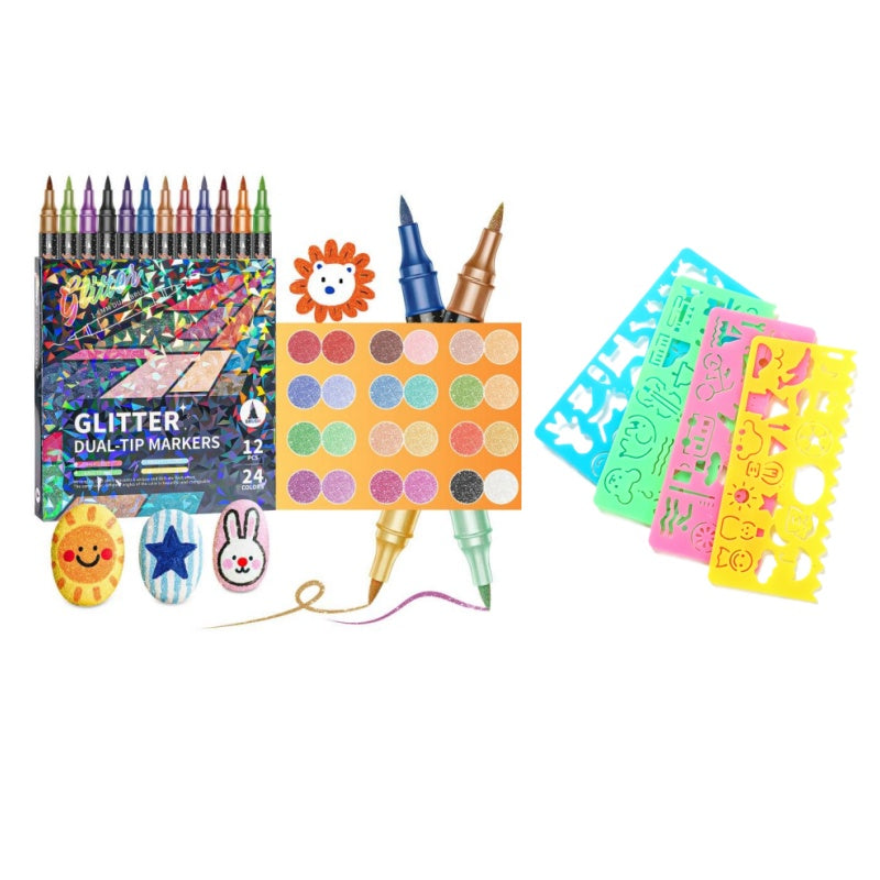 🎄 Christmas Pre-Sale £7.99 | Glitter Brush Markers – 24–96 Colours