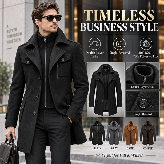 🔥 50% OFF ✨ Men’s Wool Blend Coat – Smart Business-Style Winter Outerwear