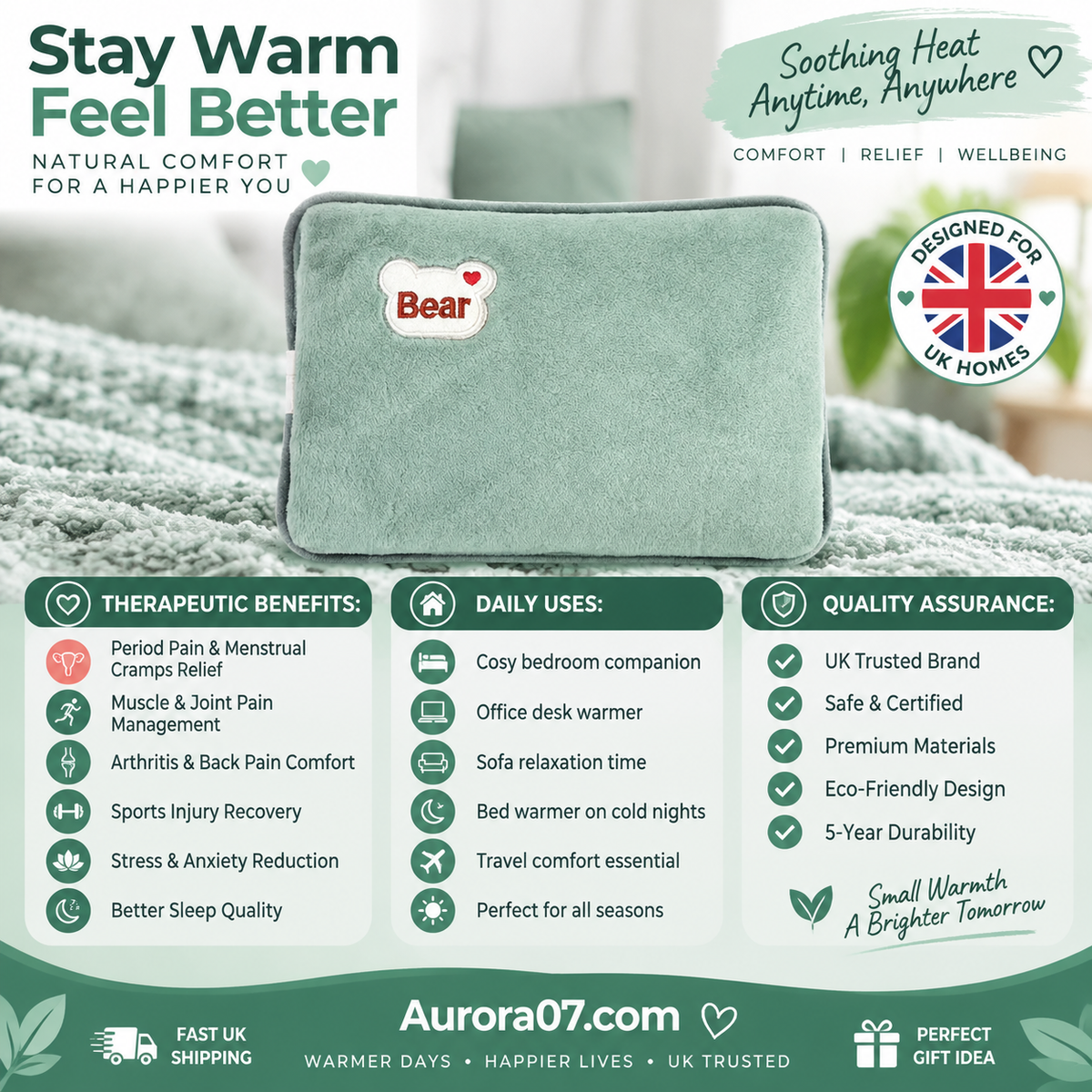 🔥 70% OFF | Plush Rechargeable Heat Pack – Soft Winter Hand & Body Warmer