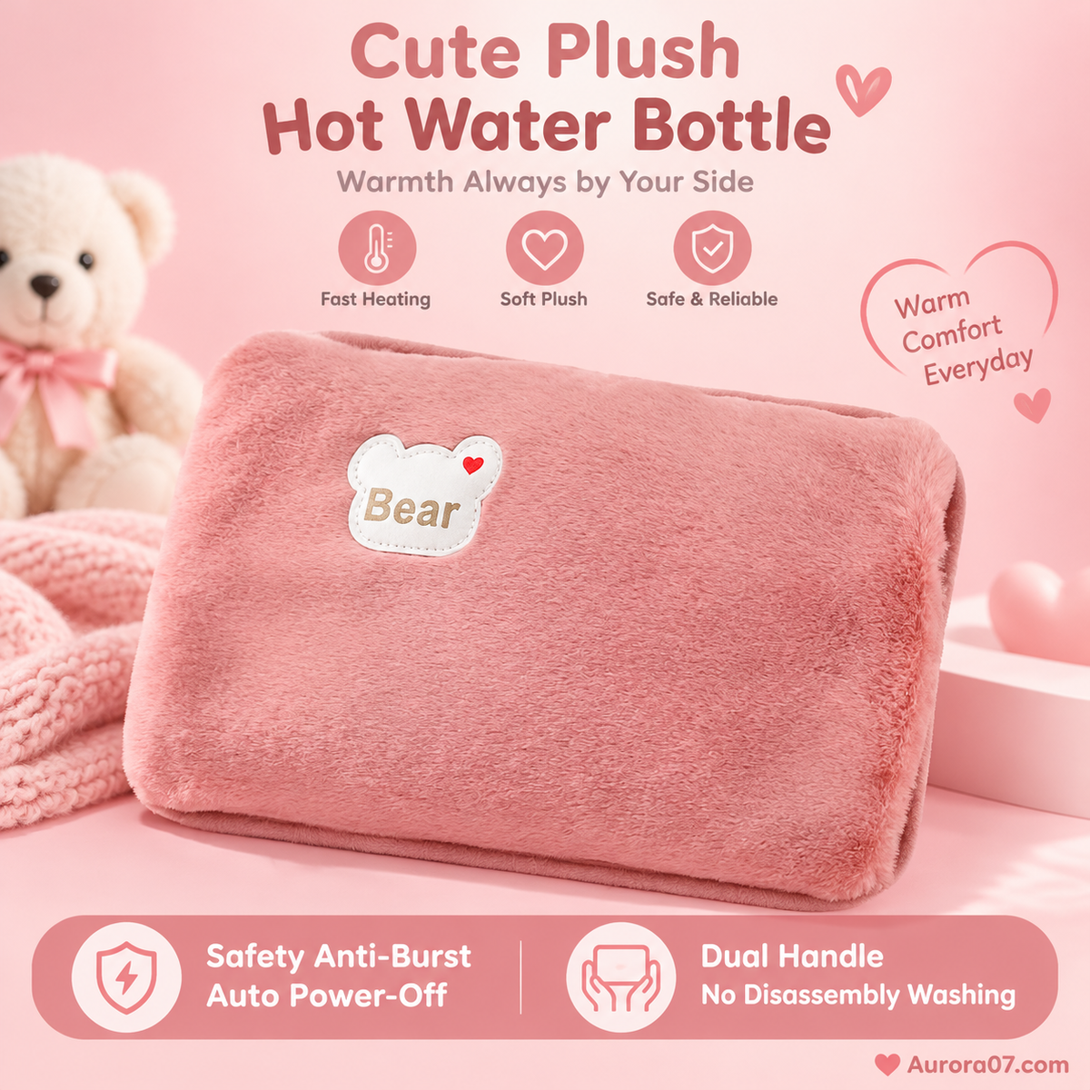 🔥 70% OFF | Plush Rechargeable Heat Pack – Soft Winter Hand & Body Warmer