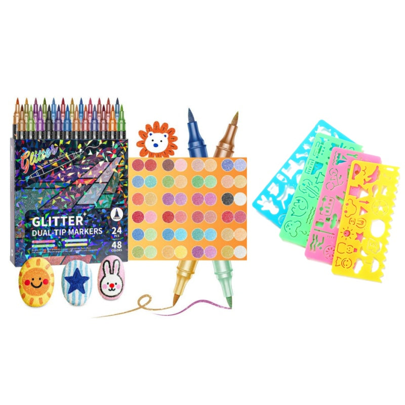 🎄 Christmas Pre-Sale £7.99 | Glitter Brush Markers – 24–96 Colours