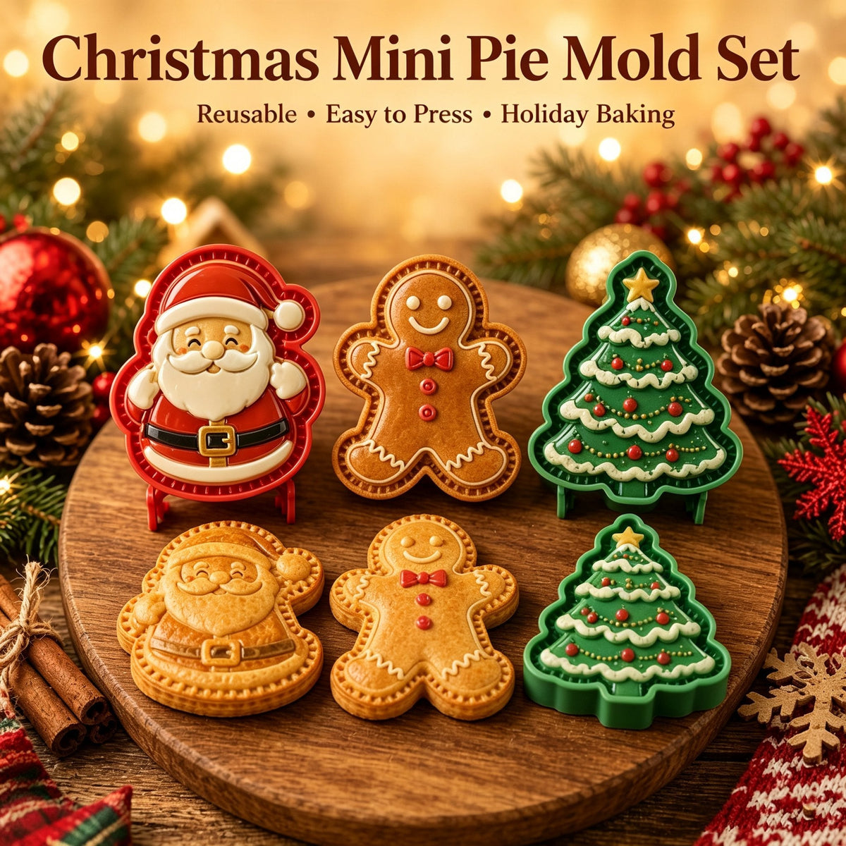 🎄 ONLY $5.99 ✨ 16-Design Christmas Mini Pie Mold Set – Reusable Holiday Baking Molds