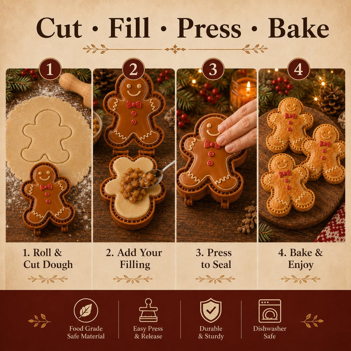 🎄 ONLY $5.99 ✨ 16-Design Christmas Mini Pie Mold Set – Reusable Holiday Baking Molds