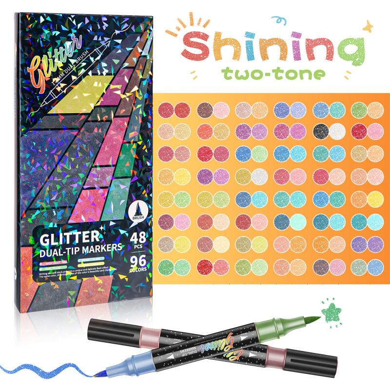 🎄 Christmas Pre-Sale £7.99 | Glitter Brush Markers – 24–96 Colours