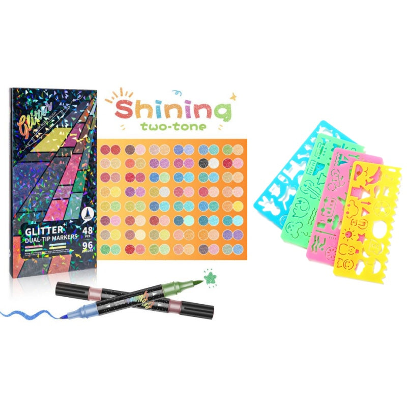 🎄 Christmas Pre-Sale £7.99 | Glitter Brush Markers – 24–96 Colours