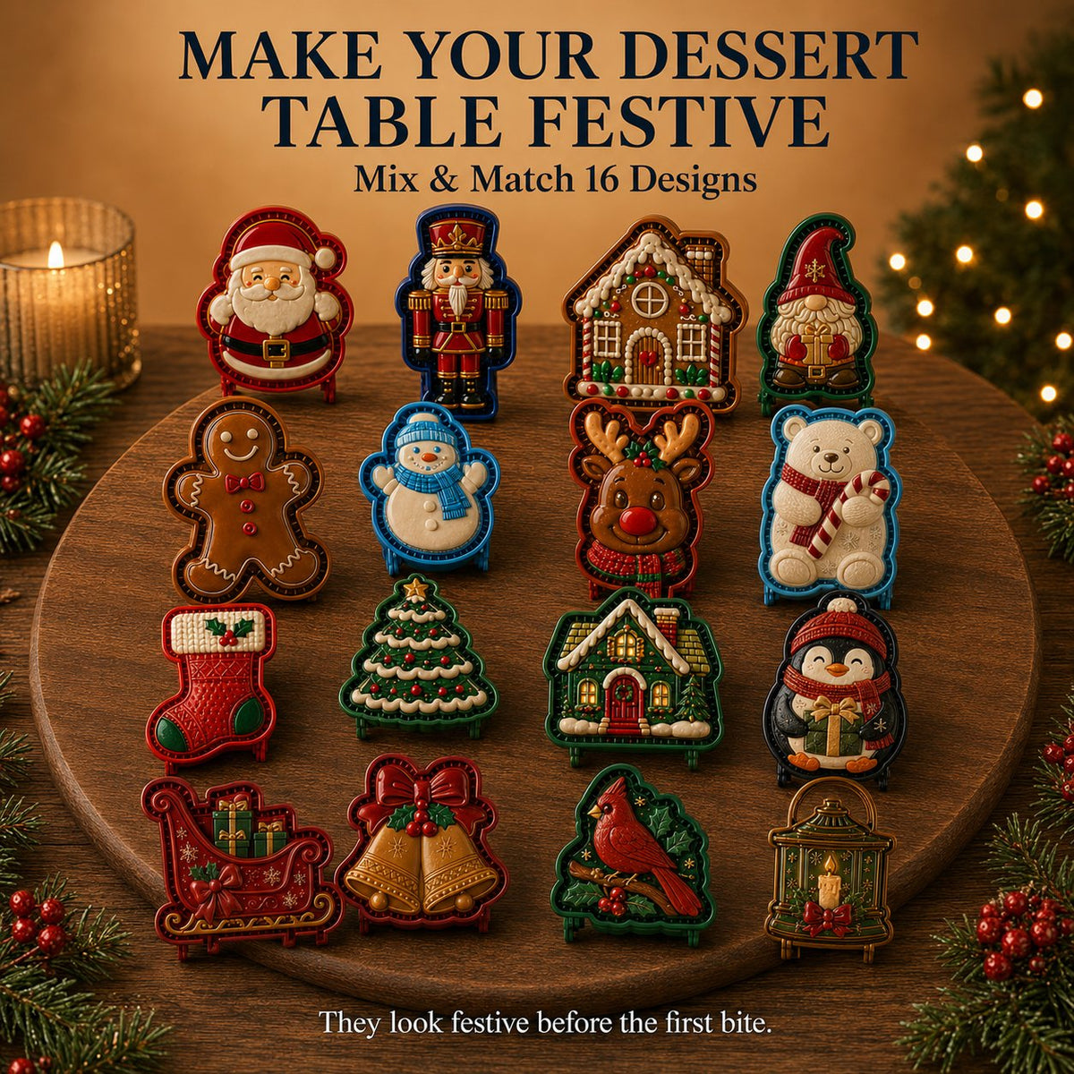 🎄 ONLY $5.99 ✨ 16-Design Christmas Mini Pie Mold Set – Reusable Holiday Baking Molds