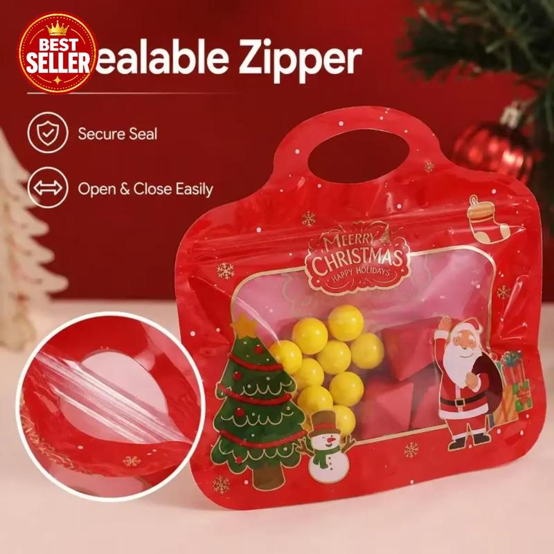 🎄 50% OFF ✨ Festive Self-Seal Treat Bags – Santa & Snowman Print