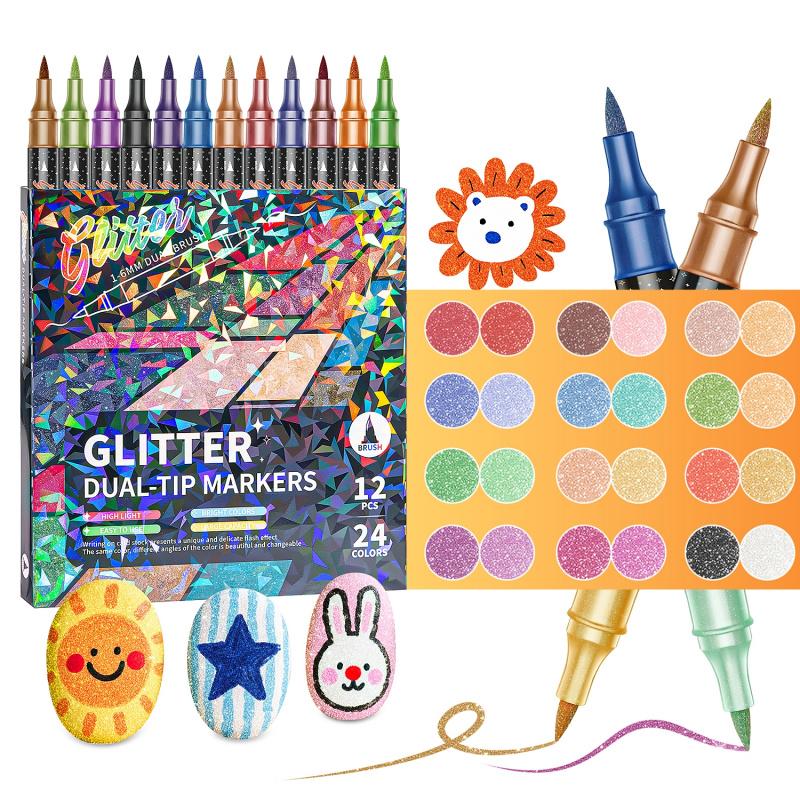 🎄 Christmas Pre-Sale £7.99 | Glitter Brush Markers – 24–96 Colours