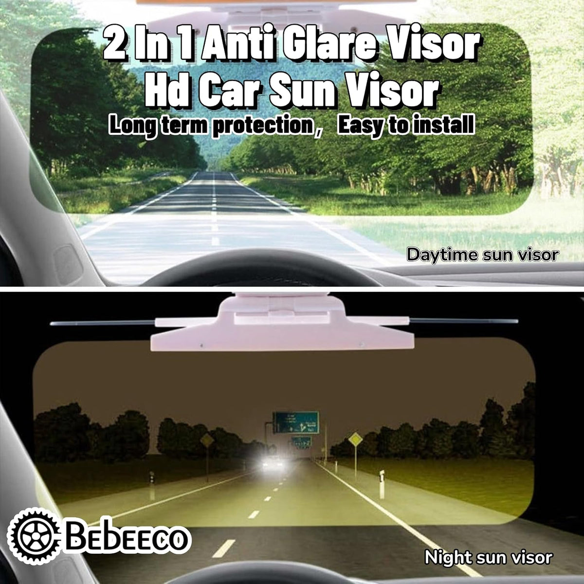 🚗 53% OFF | HD Anti-Glare Car Visor – Day & Night Driving