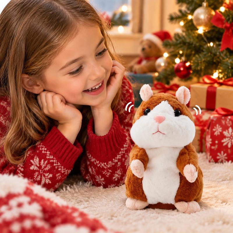 🐹 Last Day Special Price £9.99! Free Shipping！✨Talking Hamster Plush – repeats whatever you say, auto head-shaking, hilarious fun for kids & adults.🎁