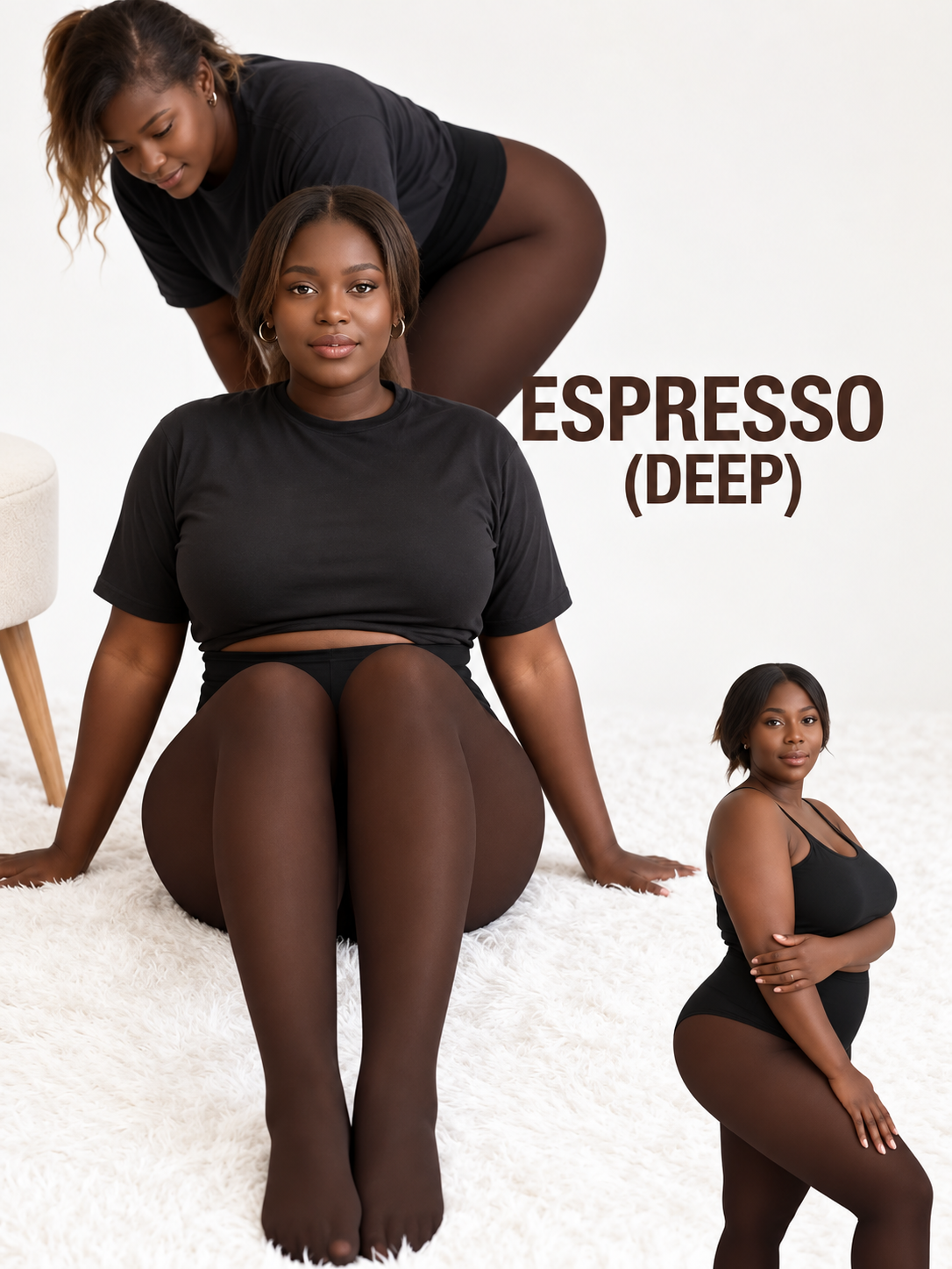 Espresso deep one-seam fleece-lined tights fit view