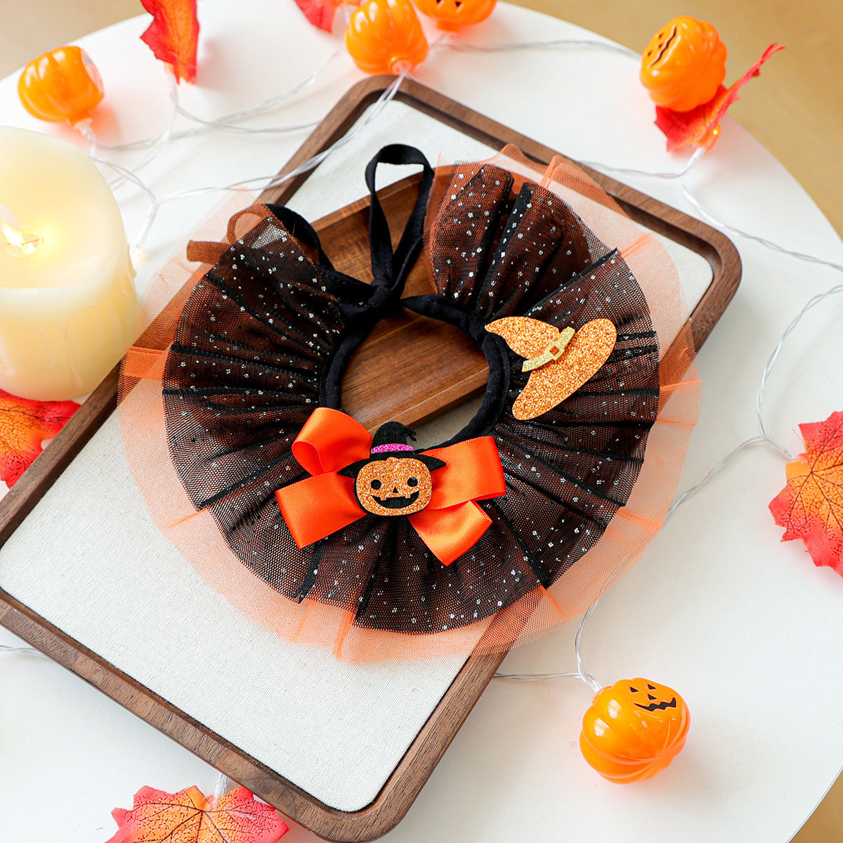 🎃 65% OFF ✨ Pumpkin Bow Ruffle Pet Collar
