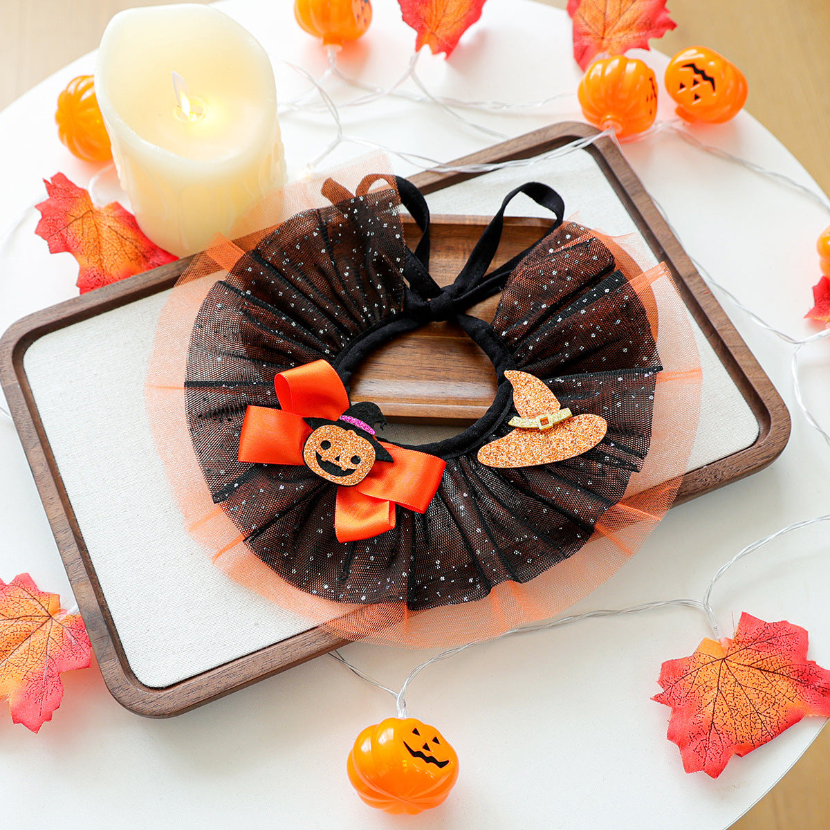 🎃 65% OFF ✨ Pumpkin Bow Ruffle Pet Collar