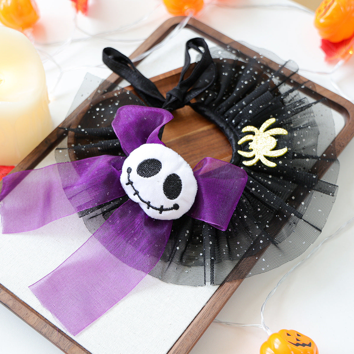 🎃 65% OFF ✨ Skull Bow Ruffle Pet Collar