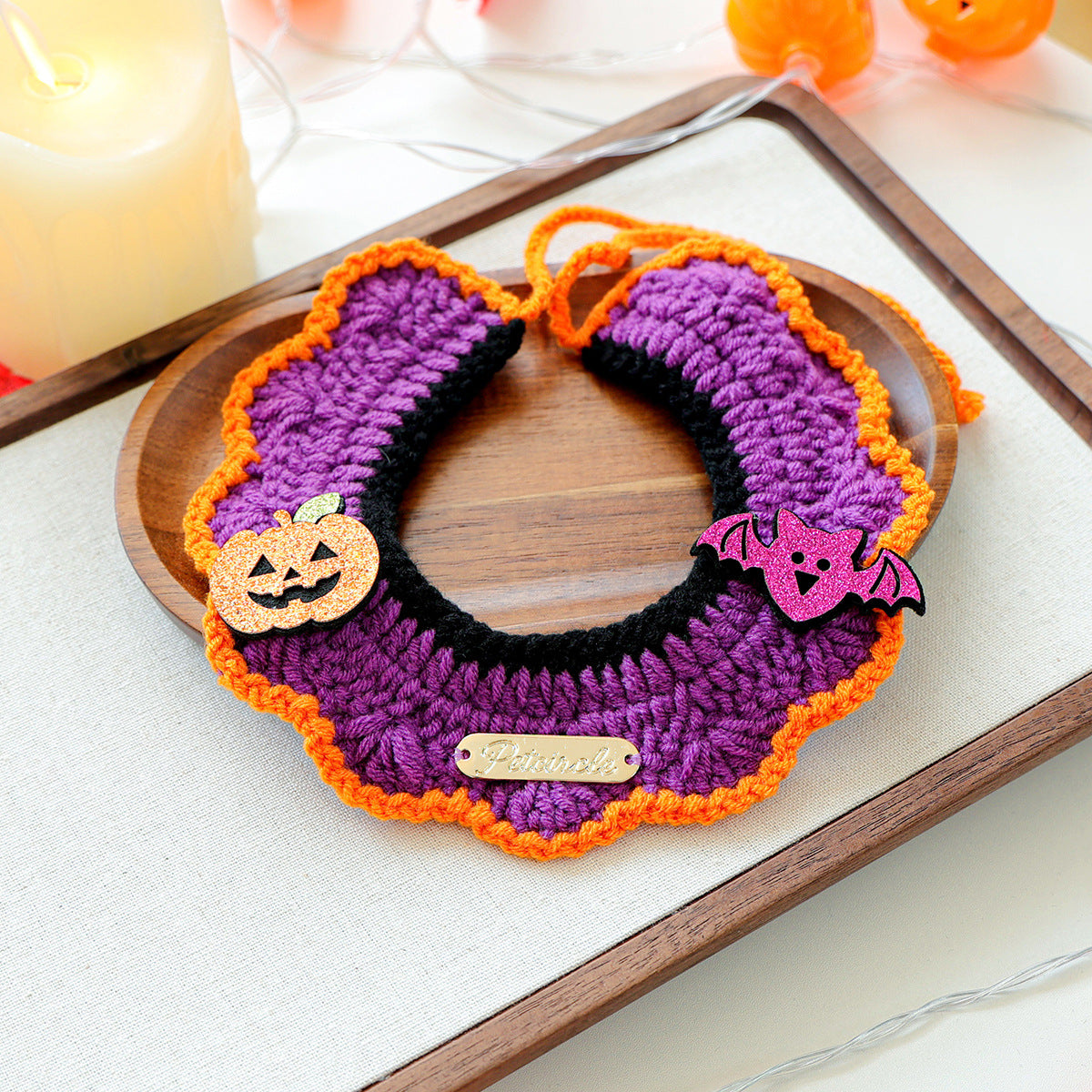 🎃 65% OFF ✨ Pumpkin Bat Knit Pet Collar