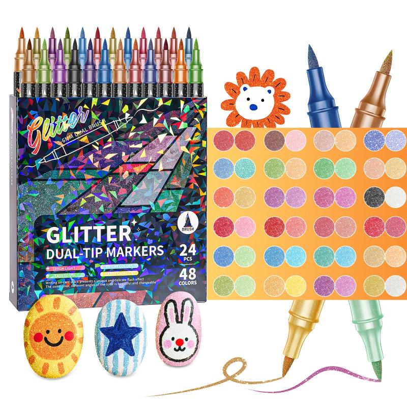 🎄 Christmas Pre-Sale £7.99 | Glitter Brush Markers – 24–96 Colours
