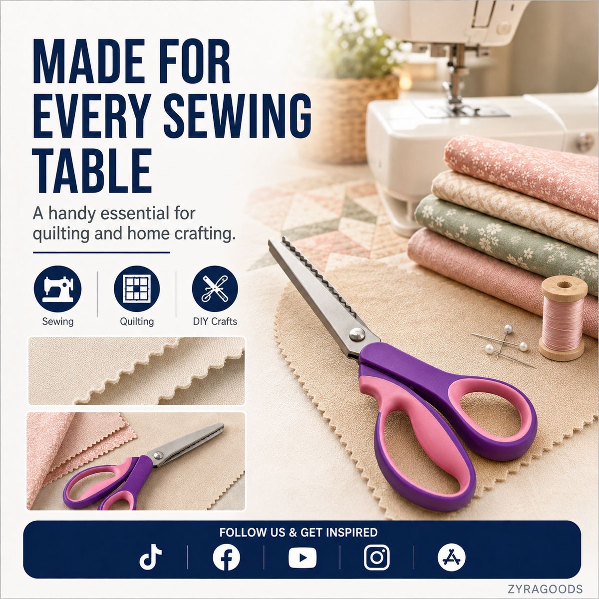 🔥 50% OFF ✨ Multipurpose Pinking Shears – Zigzag Fabric & Craft Scissors