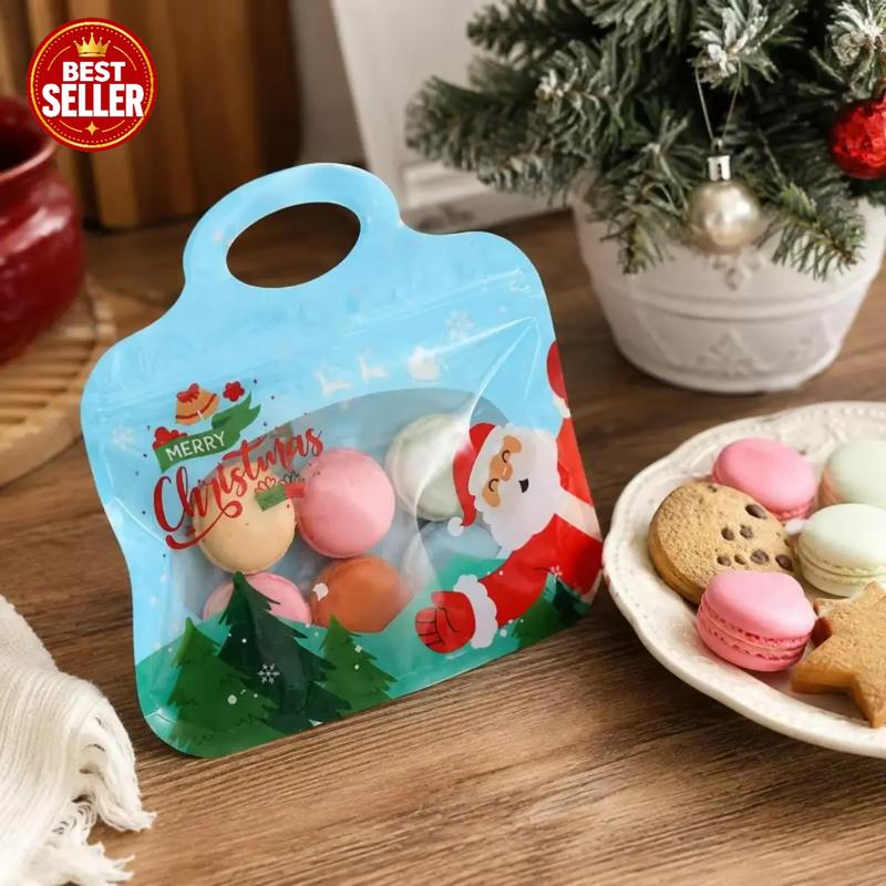 🎄 50% OFF ✨ Festive Self-Seal Treat Bags – Santa & Snowman Print