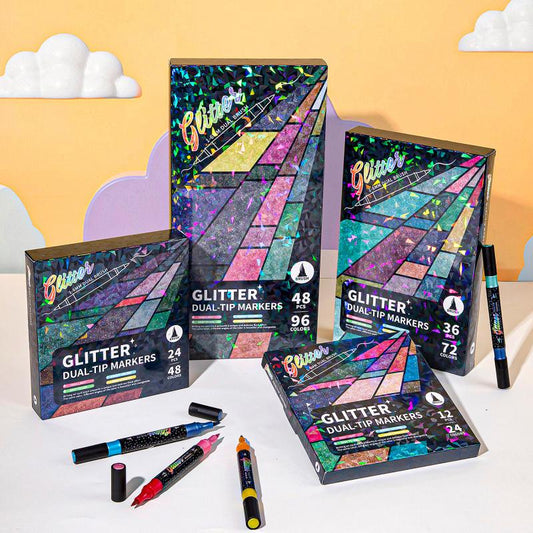 🎄 Christmas Pre-Sale £7.99 | Glitter Brush Markers – 24–96 Colours