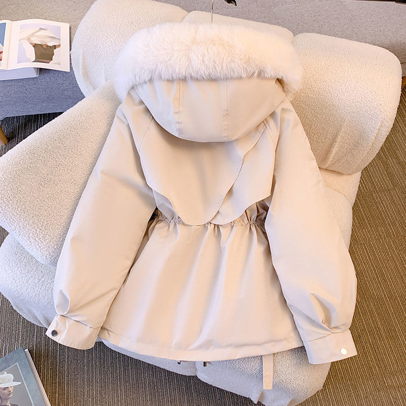 🔥 50% OFF ✨ Women’s Mid-Length Parka – Defined Waist, Faux-Fur Detail & Practical Pockets