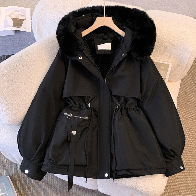 🔥 50% OFF ✨ Women’s Mid-Length Parka – Defined Waist, Faux-Fur Detail & Practical Pockets