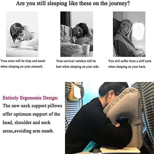 ✈️ 67% OFF | Inflatable Ergonomic Travel Pillow – Quick Inflate & Storage Bag