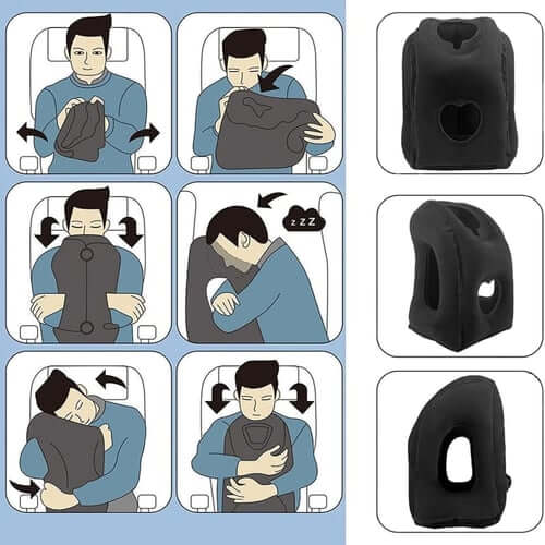 ✈️ 67% OFF | Inflatable Ergonomic Travel Pillow – Quick Inflate & Storage Bag