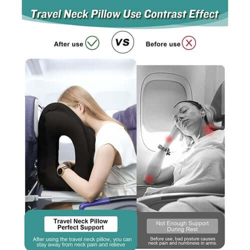 ✈️ 67% OFF | Inflatable Ergonomic Travel Pillow – Quick Inflate & Storage Bag