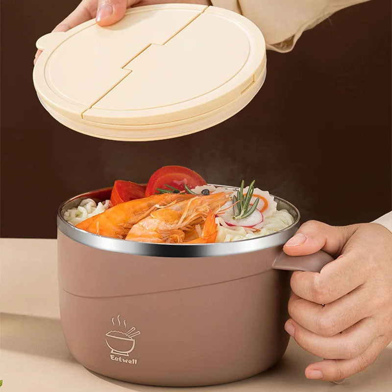 🔥 50% OFF ✨ 304 Stainless Steel Instant Noodle Bowl – Anti-Scald & Large Capacity