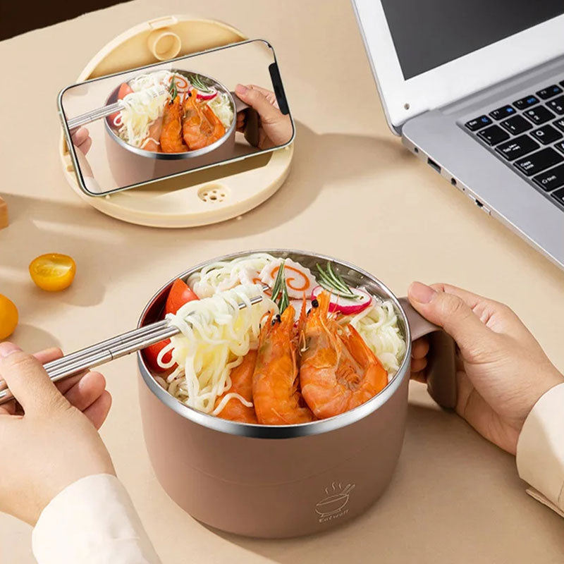 🔥 50% OFF ✨ 304 Stainless Steel Instant Noodle Bowl – Anti-Scald & Large Capacity