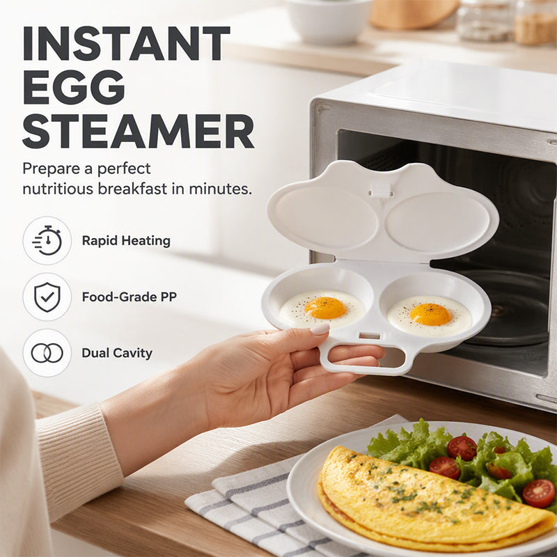 🔥 50% OFF ✨ Microwave Egg Cooker with Lid – Dual Egg Tray & Quick Breakfast Prep