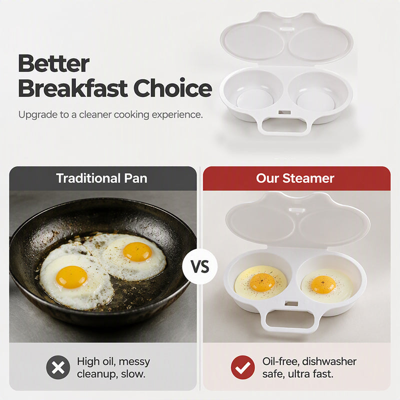 🔥 50% OFF ✨ Microwave Egg Cooker with Lid – Dual Egg Tray & Quick Breakfast Prep