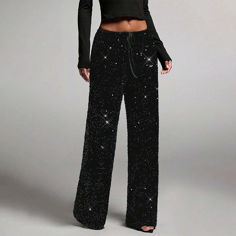 🔥 76% OFF ✨ Women’s Sparkly Wide-Leg Pants – High Waist & Relaxed Fit
