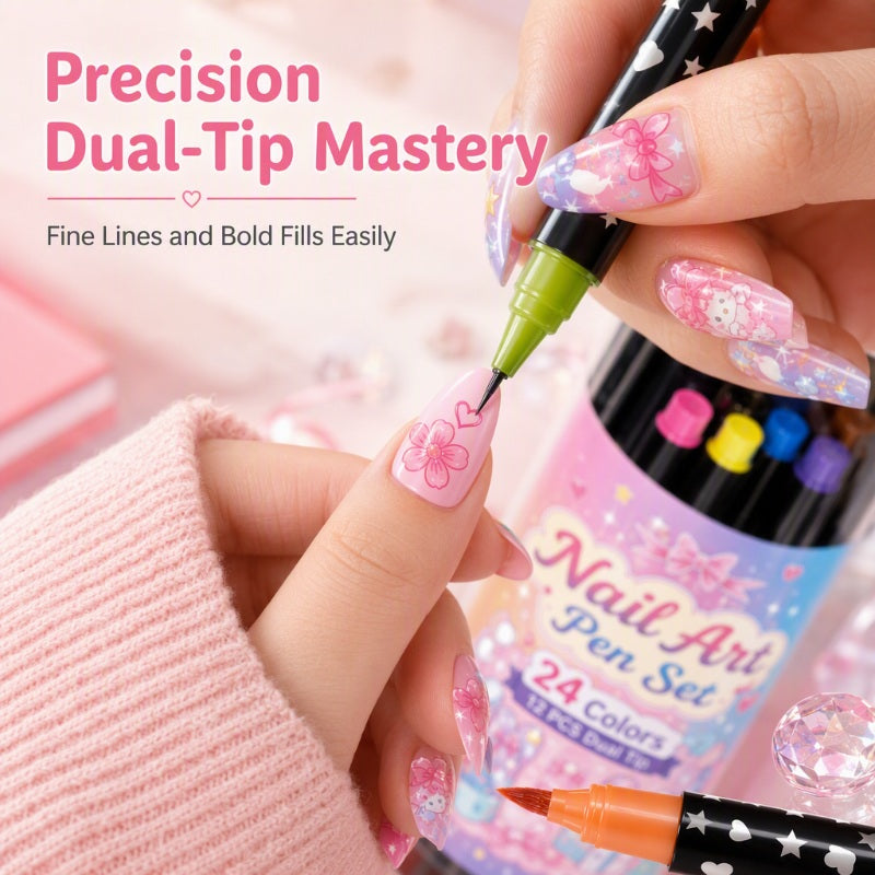 🔥 80% OFF ✨ 24-Color Nail Art Pens – Easy DIY Manicure Set