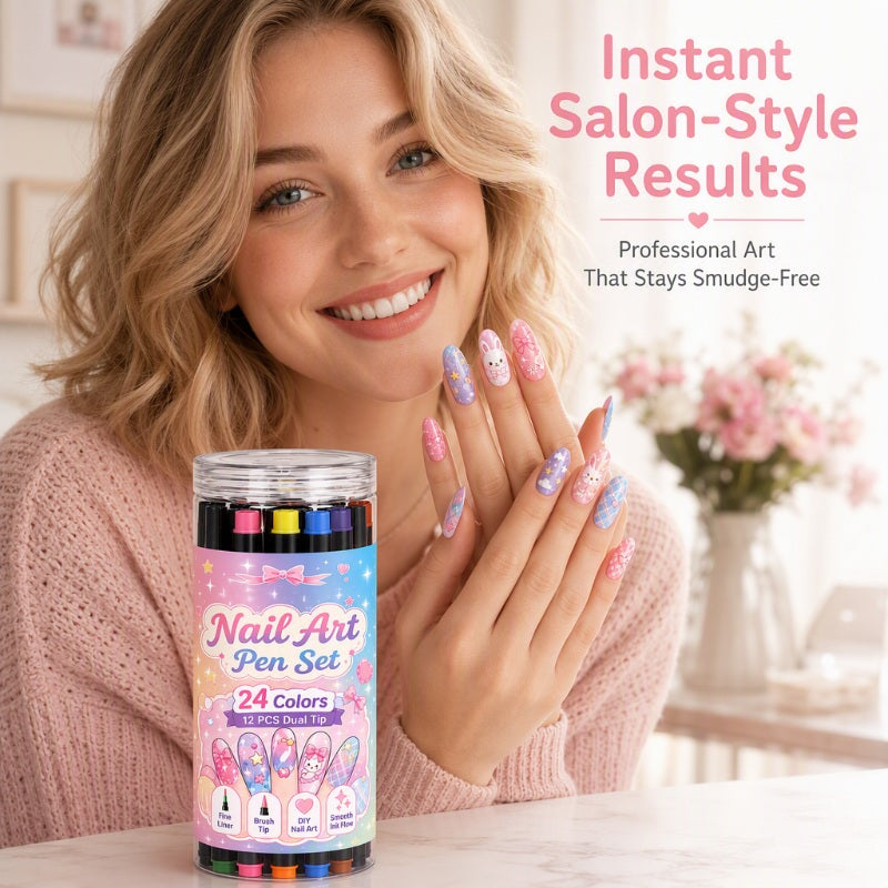 🔥 80% OFF ✨ 24-Color Nail Art Pens – Easy DIY Manicure Set