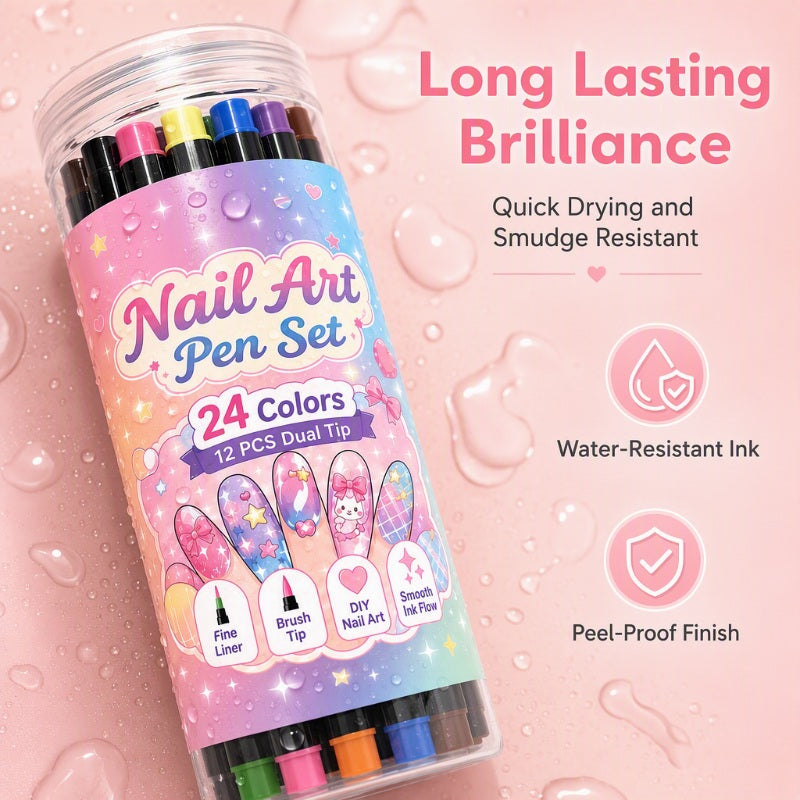 🔥 80% OFF ✨ 24-Color Nail Art Pens – Easy DIY Manicure Set