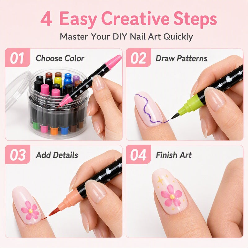 🔥 80% OFF ✨ 24-Color Nail Art Pens – Easy DIY Manicure Set