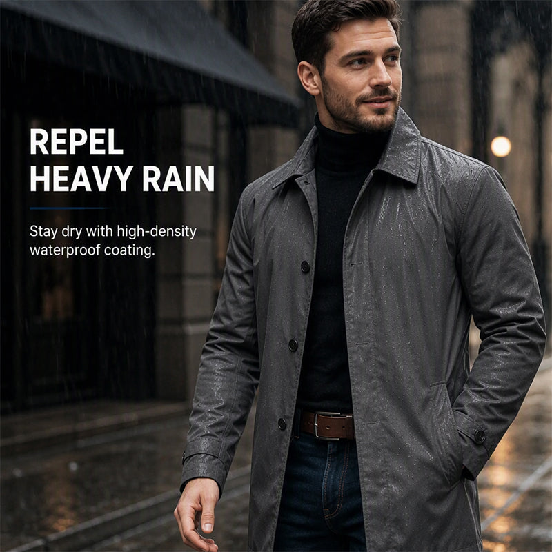 🔥 69% OFF | Men's Waterproof Mid-Length Trench Coat – Smart Urban Fit