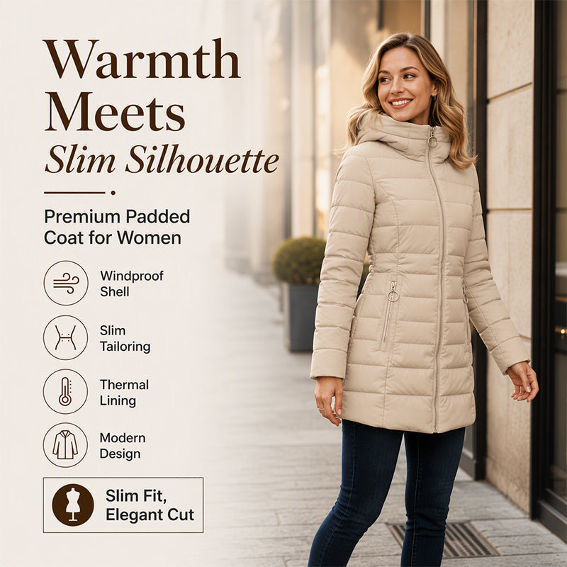 ⌛Limited-Time 50% OFF🛍️ Women's Slim-Fit Insulated Hooded Coat – Warm, Windproof & Flattering