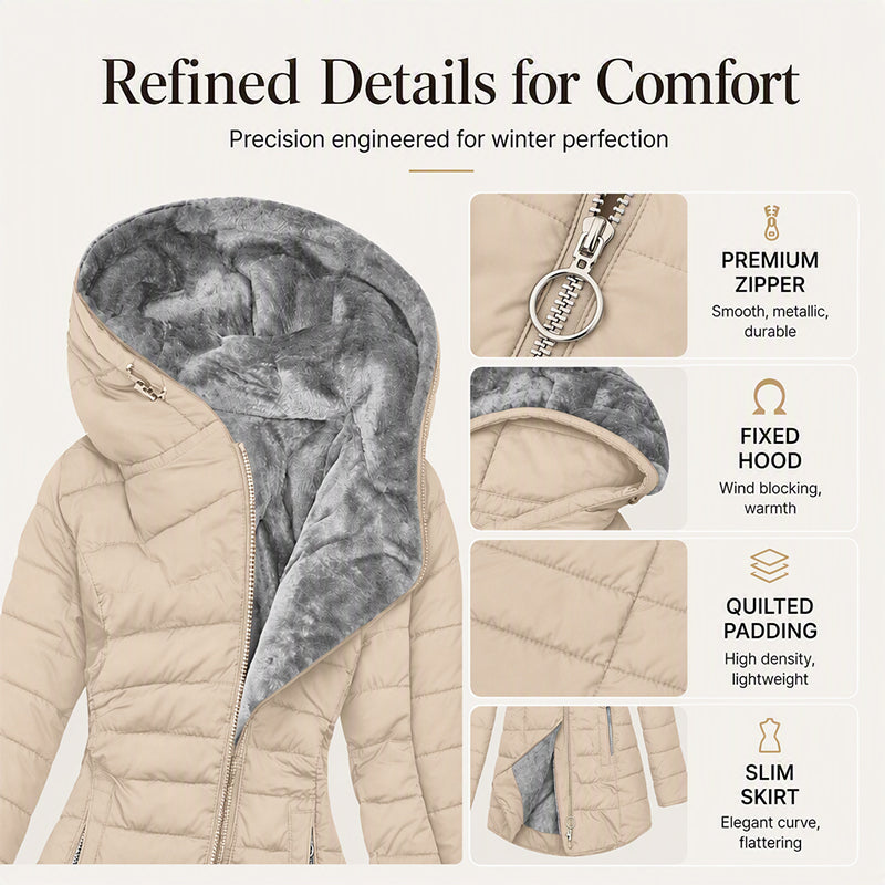 ⌛Limited-Time 50% OFF🛍️ Women's Slim-Fit Insulated Hooded Coat – Warm, Windproof & Flattering