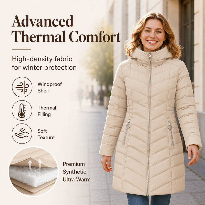 ⌛Limited-Time 50% OFF🛍️ Women's Slim-Fit Insulated Hooded Coat – Warm, Windproof & Flattering