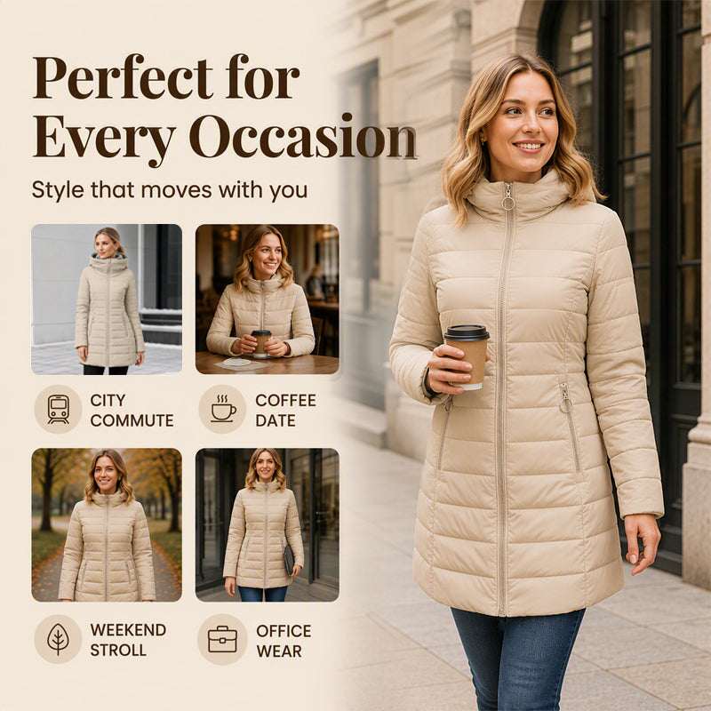 ⌛Limited-Time 50% OFF🛍️ Women's Slim-Fit Insulated Hooded Coat – Warm, Windproof & Flattering