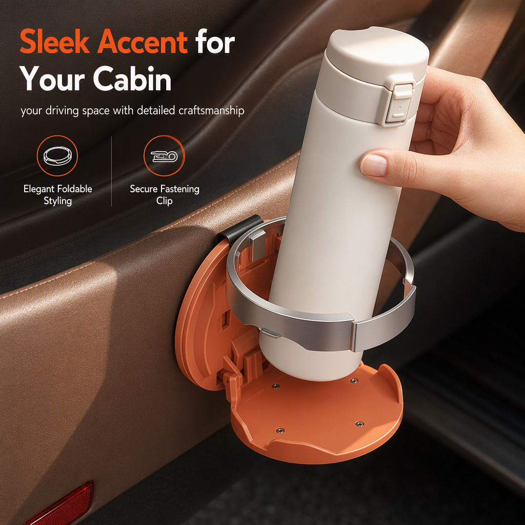 🔥 60% OFF ✨ Foldable Car Cup Holder – Secure Bottle Holder for Doors & Interior Panels