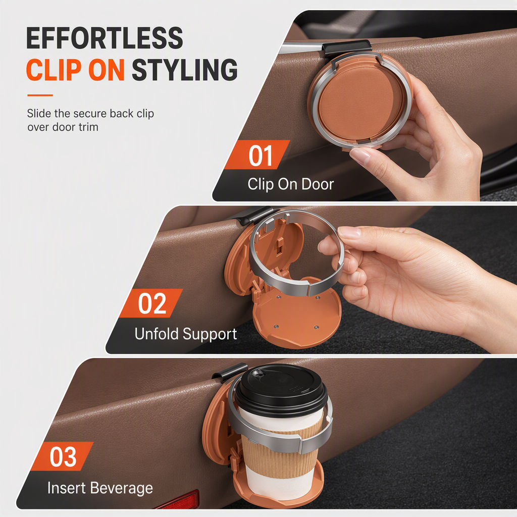 🔥 60% OFF ✨ Foldable Car Cup Holder – Secure Bottle Holder for Doors & Interior Panels