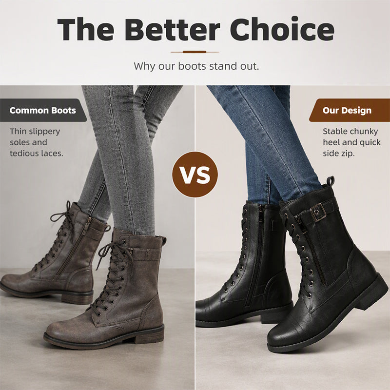 🔥 50% OFF ✨ Women’s Classic Lace-Up Martin Boots – Comfortable Mid-Calf Boots