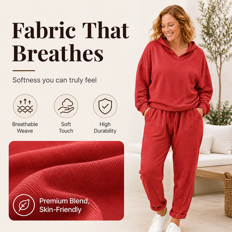 ✨ VANADAILY PICK ✨ Women’s Hooded Sweatshirt & Lounge Pants Set – Soft Casual 2-Piece Outfit