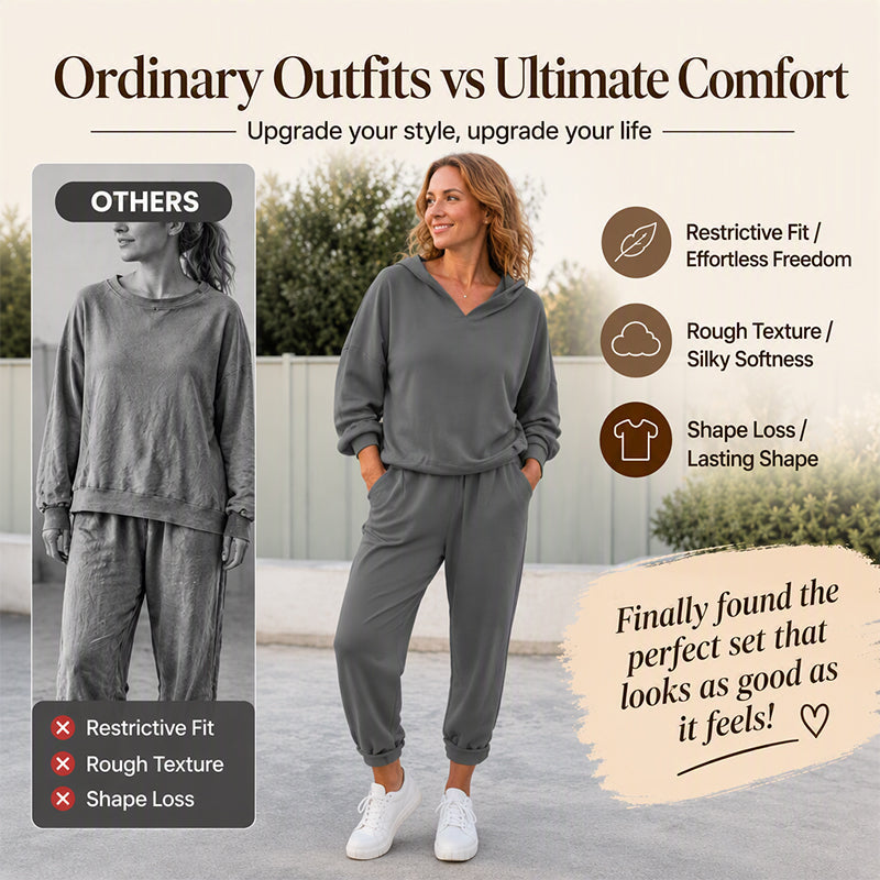 ✨ VANADAILY PICK ✨ Women’s Hooded Sweatshirt & Lounge Pants Set – Soft Casual 2-Piece Outfit
